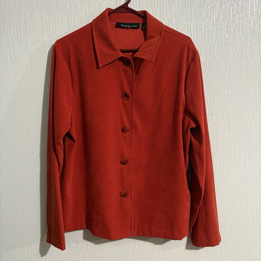 Vintage Briggs Red Orange Button Up Jacket Long Sleeve 90s Y2K Grunge Women’s L
